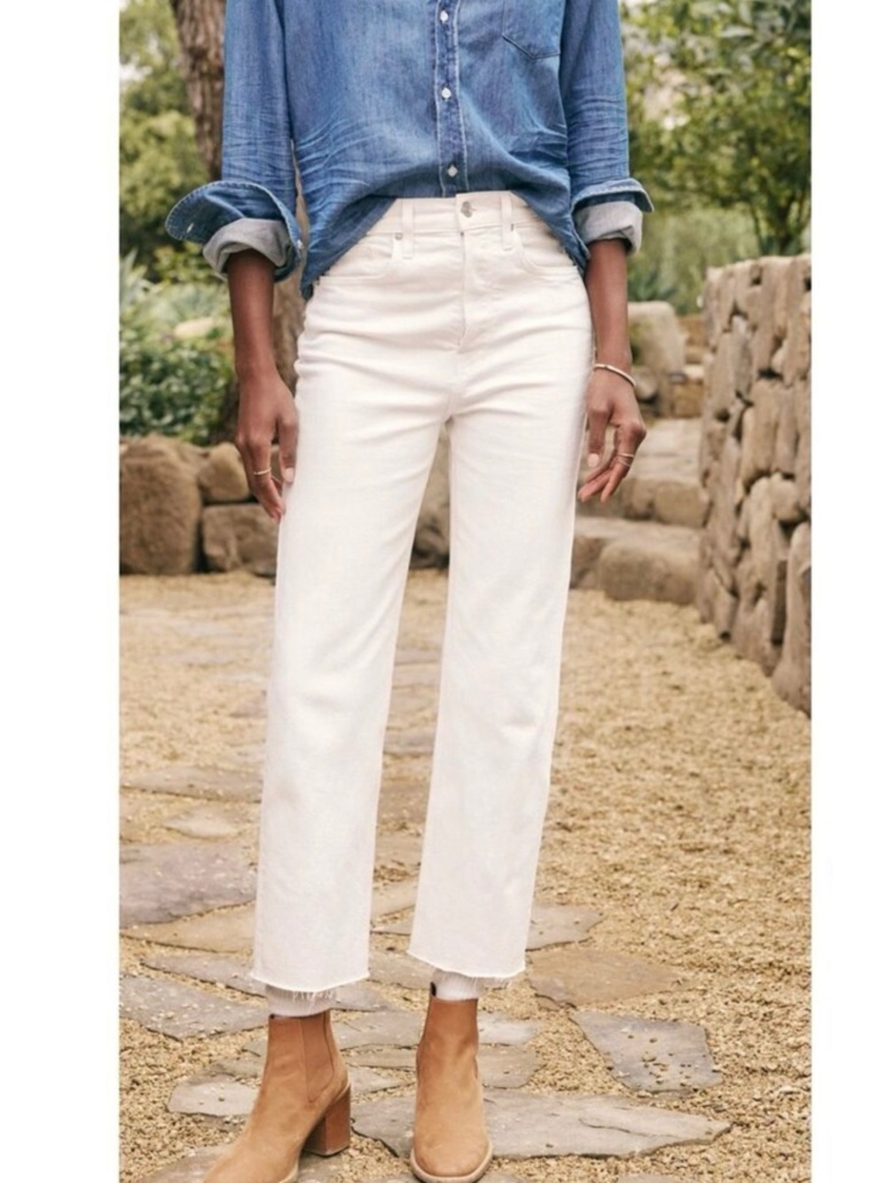 FRANK & EILEEN Cork Natural Ivory Straight Leg High Rise Denim Jeans \\ 29